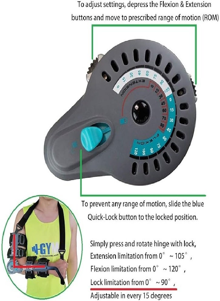 Adjustable Postoperative Elbow Brace with Handle for Adults and Children, ROM Elbow Brace with Sling Stabilizer Splint, Postoperative Arm Injury Recovery Support - Image 5