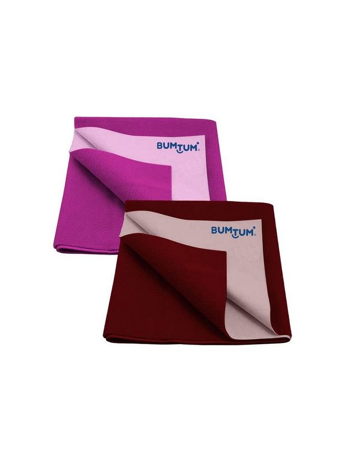 Bumtum Baby Dry Sheet Waterproof Soft Fleece Baby Bed Protector ; Anti Bacterial & Odour Free ; Extra Absorbant Reuseable & Washable (Grape + Maroon Combo Large Size 100 * 140Cm Pack Of 2) - Image 1