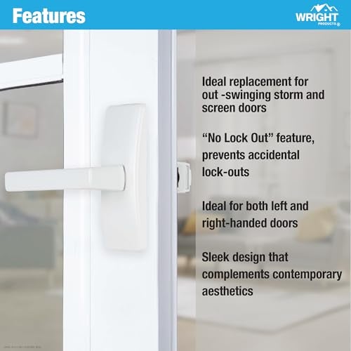 Wright Products Contemporary Lever Latch with No Lock Out Feature, Surface Mount Storm Door Handle for Metal and Wood Doors, Easy Installation, Durable Replacement Latch, White - Image 4