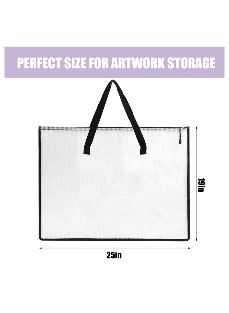Y&D - 2 Pack Art Portfolio Case, Folder for Artwork, Posters Storage Bag with Zipper and Handle Mesh Organizers Poster, Scrapbook, Keepsake Bulletin Board(19x25 in) - Image 1