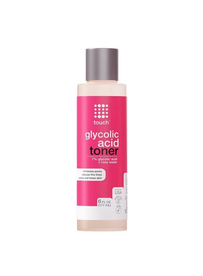 Touch 7% Glycolic Acid Toner With Rose Water Witch Hazel And Aloe Vera Gel Alcohol & Oil Free Exfoliating Anti Aging Aha Face Toner Improves Wrinkles Dullness Pores Acne Skin Tone & Texture 6 Oz. - Image 2