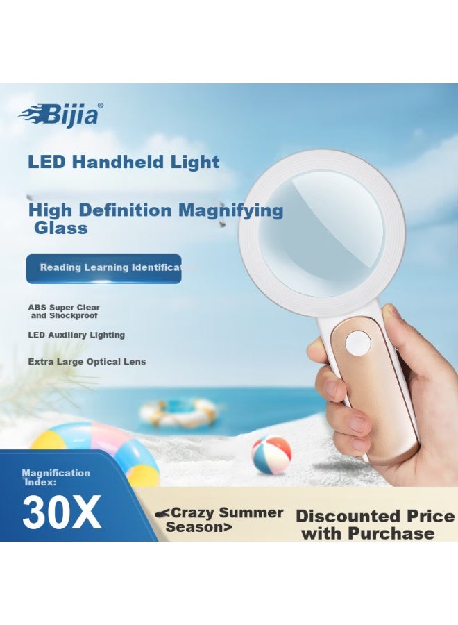 Bijia Optical Magnifying Glass For Elderly Children Reading With Light High Definition High Magnification Identification Special Efficient Portable Magnifying Glass - Image 1