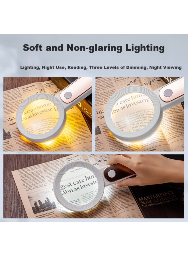 Bijia Optical Magnifying Glass For Elderly Children Reading With Light High Definition High Magnification Identification Special Efficient Portable Magnifying Glass - Image 4
