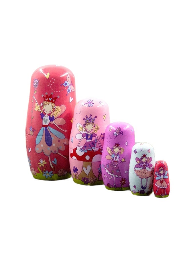 Russian nesting dolls high-quality five-layer pink butterfly girl children's toy wooden craft home decoration - Image 3