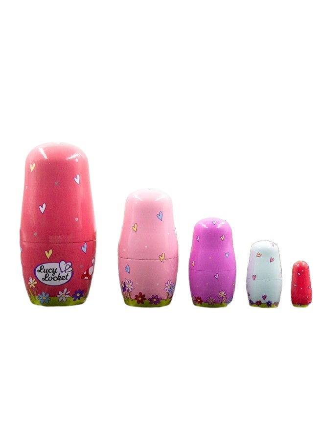 Russian nesting dolls high-quality five-layer pink butterfly girl children's toy wooden craft home decoration - Image 2