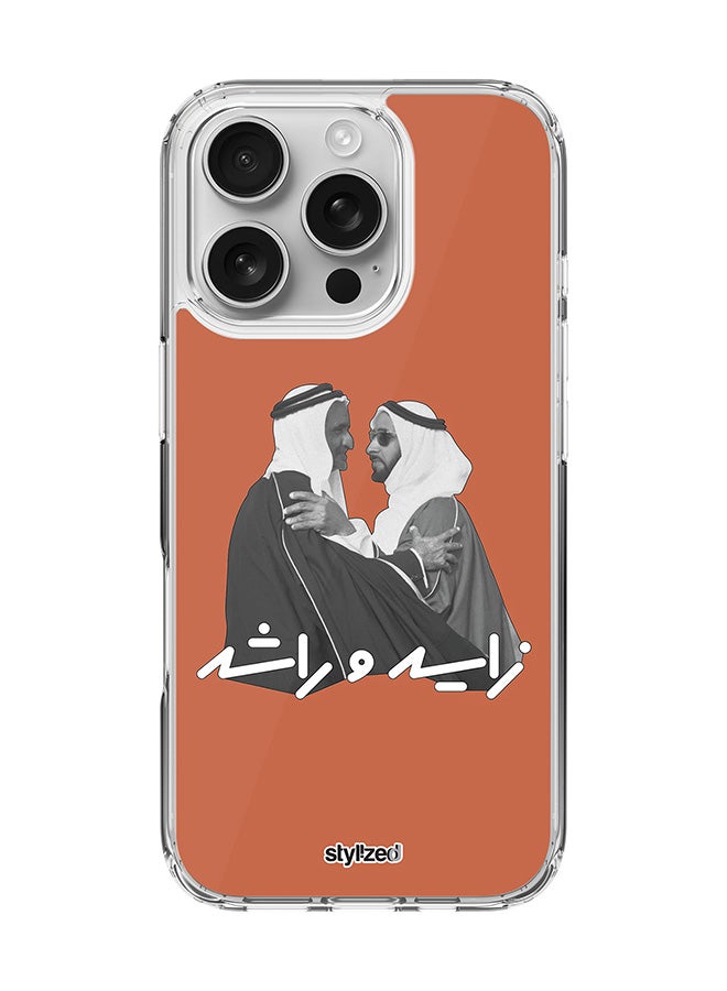 Stylizedd for iPhone 16 Pro Case [Compatible with MagSafe] Slim Magnetic cover Clear Phone Case - Sheikh Zayed And Sheikh Rashid, Orange - Image 1