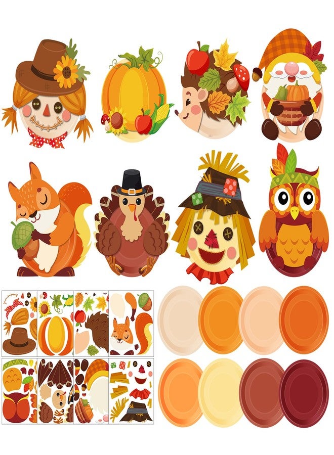 Layhit 24 Pieces Fall Crafts for Kids Fall Plate Craft KitsAutumn Pumpkin Turkey Educational Crafts Thanksgiving DIY Craft Projects for Kids Ages 6-8 8-12 Fall Party Supplies Decorations, 8 Styles - Image 1