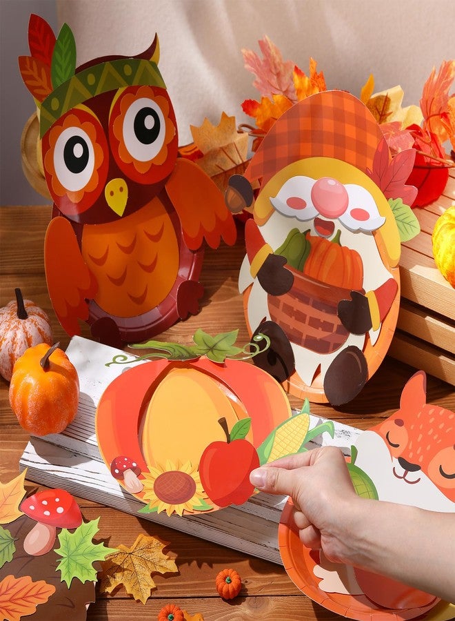 Layhit 24 Pieces Fall Crafts for Kids Fall Plate Craft KitsAutumn Pumpkin Turkey Educational Crafts Thanksgiving DIY Craft Projects for Kids Ages 6-8 8-12 Fall Party Supplies Decorations, 8 Styles - Image 5