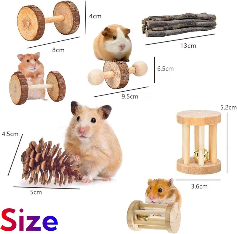 JDLYEVER Hardness boosted processed substance 12-Piece Hamster Toy Set - Fun & Safe Chewing Toys for Hamsters, Rabbits, & Parrots - Includes Wooden Chew Toys, Tunnel, Swing, Dumbbell, Flower Drum, Unicycle, Wooden Sticks for Small Pets Odor resistant - Image 2