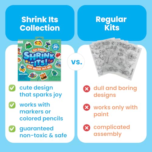Ooly 28 PC DIY Shrinking Art Kit for Kids, 20 Plastic Pre Cut Charms and More, No Mess Creative Activity Jewelry Making Kit - Fun Friends - Image 3