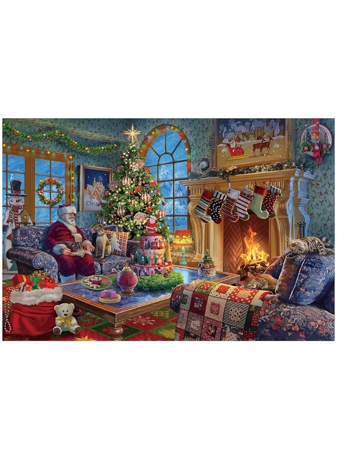 Lavievert Wooden Jigsaw Puzzle 1000 Piece Puzzle for Adults and Kids - Santa Claus, Fireplace, Christmas Tree & Warm Christmas - Image 1