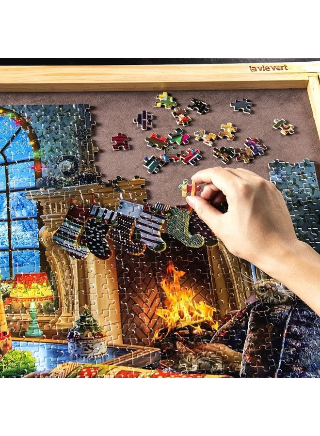 Lavievert Wooden Jigsaw Puzzle 1000 Piece Puzzle for Adults and Kids - Santa Claus, Fireplace, Christmas Tree & Warm Christmas - Image 3