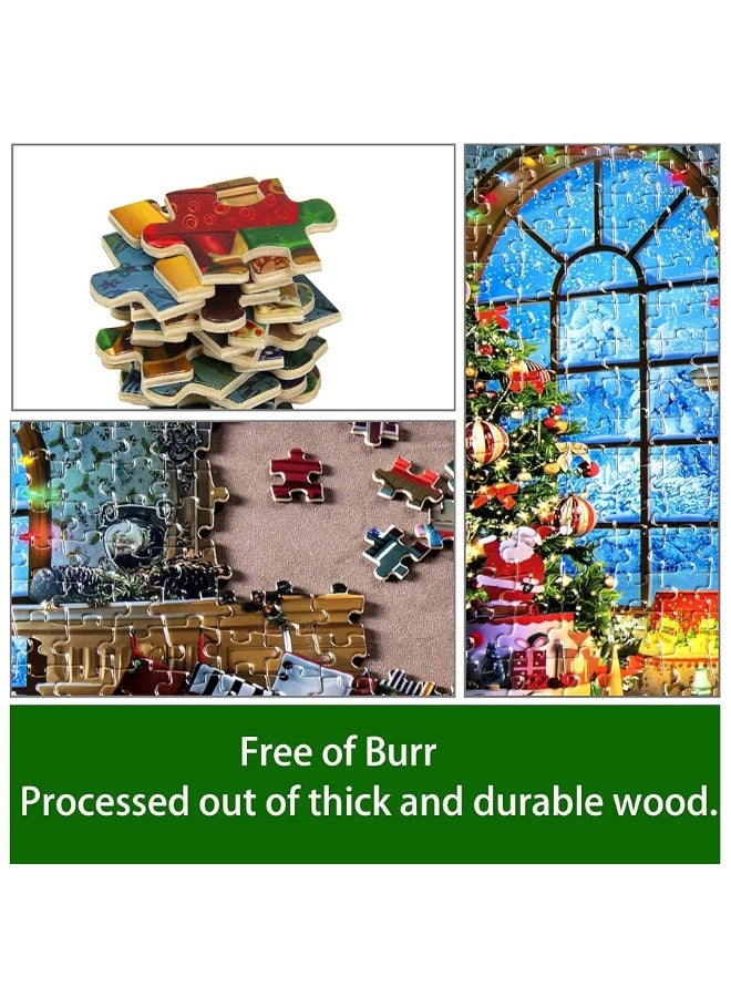 Lavievert Wooden Jigsaw Puzzle 1000 Piece Puzzle for Adults and Kids - Santa Claus, Fireplace, Christmas Tree & Warm Christmas - Image 4