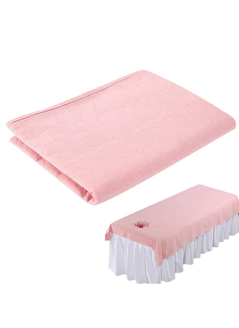 Semme Massage Table Sheets with Hole Massage SheetsBeauty Massage Bed Sheets Salon Massage SPA Couch Soft Cotton Bed Cover Protector with Face Breath Hole Pink 