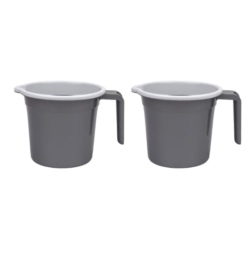 Regalo Plastic Bathroom Mug|Strong Plastic Material & Great Capicity|Size 15 x 15 x 14 CM,Pack of 2,Capicity 1.5 LTR (Round Printed) - Image 5