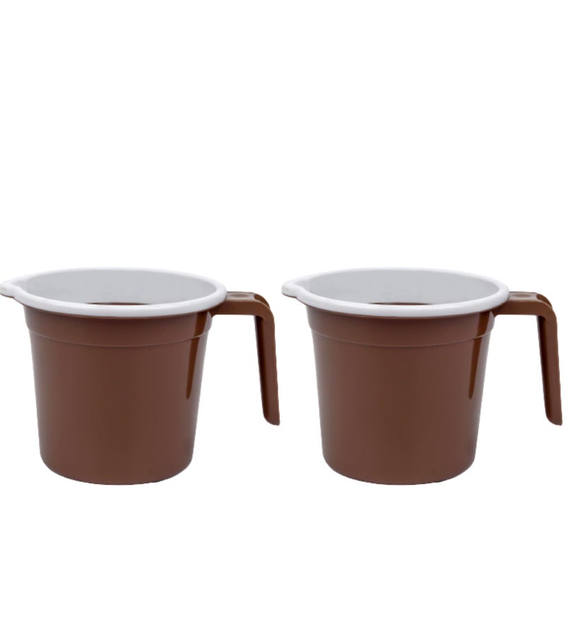 Regalo Plastic Bathroom Mug|Strong Plastic Material & Great Capicity|Size 15 x 15 x 14 CM,Pack of 2,Capicity 1.5 LTR (Round Printed) - Image 4