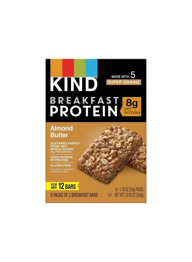 KIND Breakfast, Healthy Snack Bar, Almond Butter, Gluten Free Breakfast Bars, 8g Protein, 1.76 OZ Packs (6 Count) - Image 1