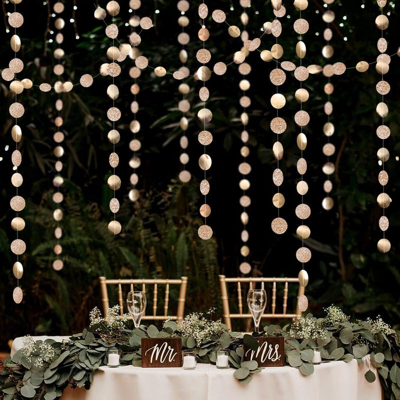 Decor365 Champagne Gold Party Decorations Glitter Gold Birthday Decoration Hanging Circle Garland Streamers Banner Backdrop Christmas New Year Eve NYE Anniversary Graduations Party Decor - Image 1