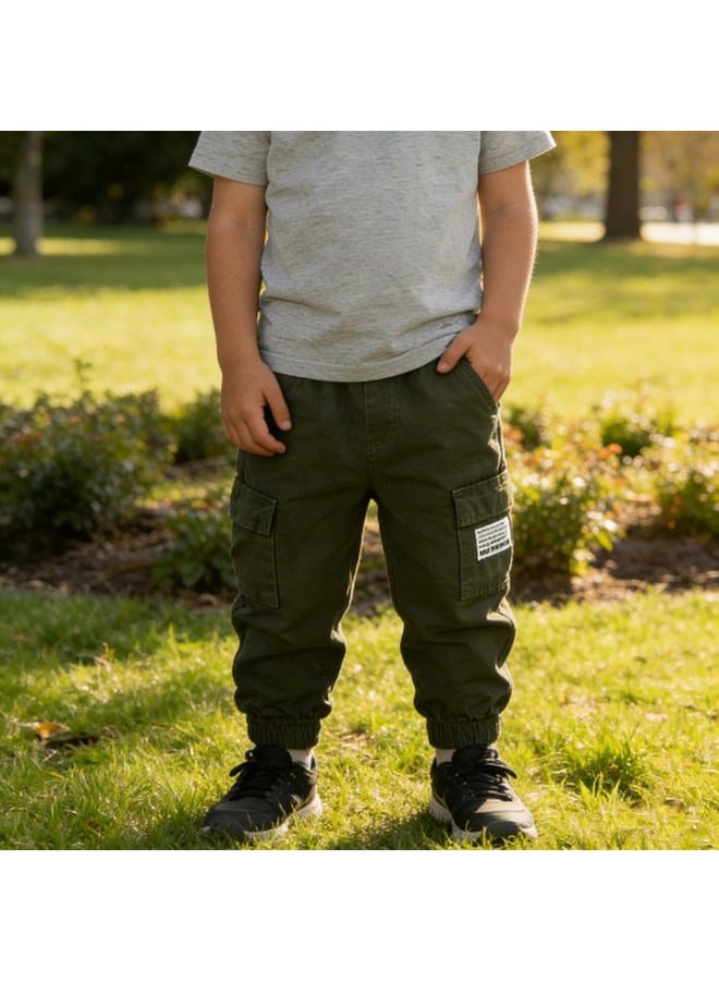 Feidoog Toddler Baby Boys 3 Pack Sweatpants Solid Cotton Elastic Waist Trousers Active Jogger Pants,Green+Coffee+Blue,2-3T, Green+coffee+blue, 2-3 Years - Image 5