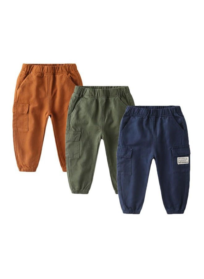 Feidoog Toddler Baby Boys 3 Pack Sweatpants Solid Cotton Elastic Waist Trousers Active Jogger Pants,Green+Coffee+Blue,2-3T, Green+coffee+blue, 2-3 Years - Image 1