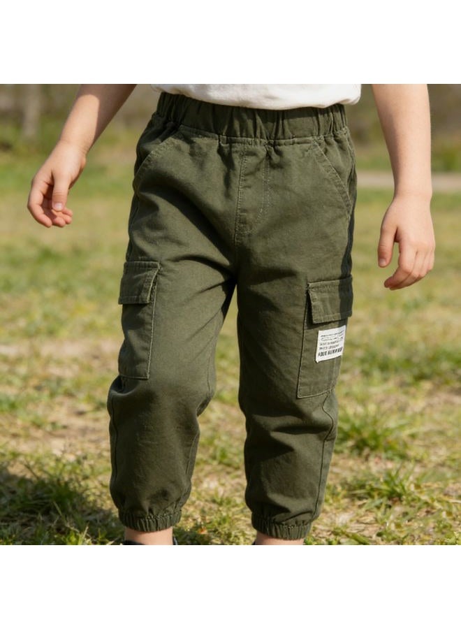 Feidoog Toddler Baby Boys 3 Pack Sweatpants Solid Cotton Elastic Waist Trousers Active Jogger Pants,Green+Coffee+Blue,2-3T, Green+coffee+blue, 2-3 Years - Image 3
