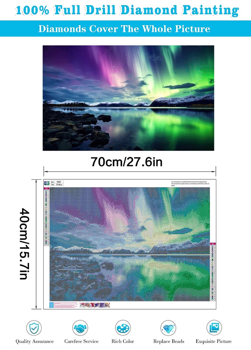 Meothan 5D Large Diamond Painting Kits for Adults, Big Northern Lights Diamond Art Kits for Adult, Full Drill Aurora Diamond Gem Art Dots Paintings Crafts for Home Wall Decor Gifts 27.6x15.8inch - Image 3