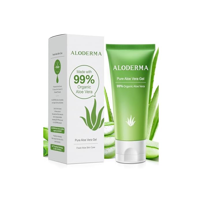 Aloderma Aloe Vera Gel Made within 12 Hours of Harvest with 99% Pure Organic Aloe Vera, Naturally Hydrating for Soothing Skincare, Moisturizing Aloe Gel for Skin, Face, Sensitive Skin - 4.02oz