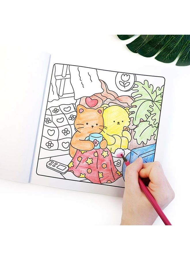40- Cute Cartoon Coloring Book for Kids - Stress Relief  Creative Fun, Black and White Drawing s for Boys Girls, Perfect for Early Learning  Art Activities(Fuzzy Hygge) - Image 3