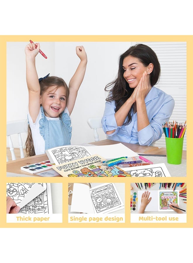 40- Cute Cartoon Coloring Book for Kids - Stress Relief  Creative Fun, Black and White Drawing s for Boys Girls, Perfect for Early Learning  Art Activities(Fuzzy Hygge) - Image 2