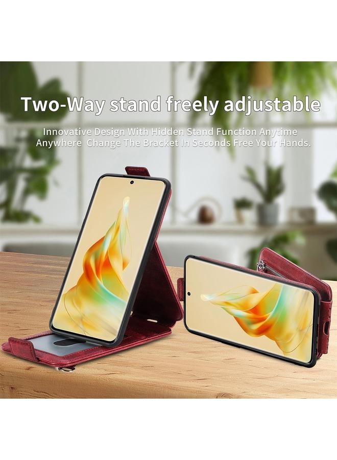 اس-توب جراب لهاتف Oppo Reno8 T 5G، جراب هاتف جلدي بسحاب ومحفظة قلابة عمودية - Image 5