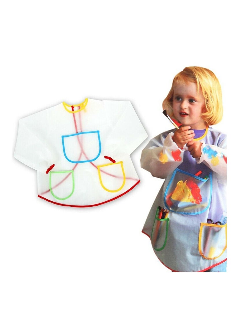 NIBEMINENT Kids Transparent Painting Apron with Pockets, Children Waterproof Long-sleeved Smock, Art Long Sleeved Aprons Painting, Full Coverage Bib for Drawing 2Pcs - Image 3