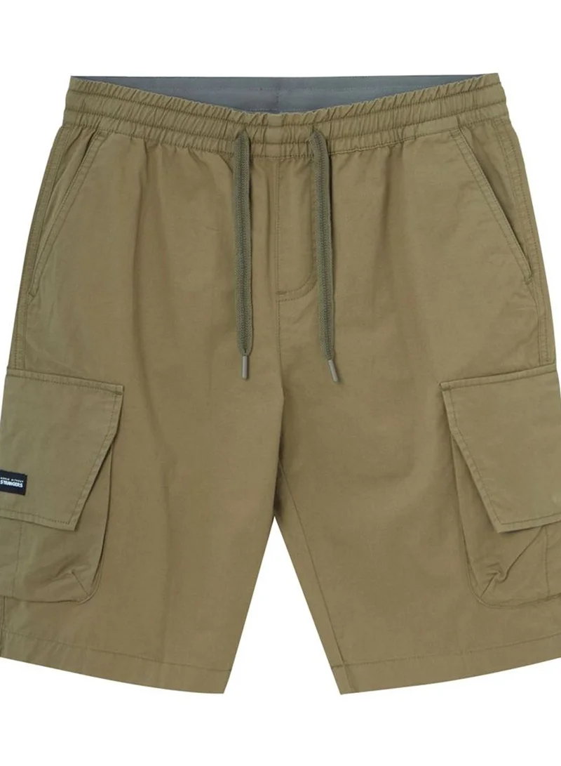Men's Cotton Twill Cargo Shorts: Relaxed Fit, Elastic Waist Comfort