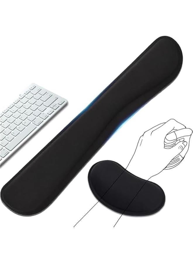 HOOKOR Keyboard Wrist Rest - 17 Wrist Rest for Computer Keyboard with Memory Foam, Ergonomic Design Wrist Rest Set for Easy Typing, Wrist Pain Relief, Anti-Skid Wrist Rest - Image 1