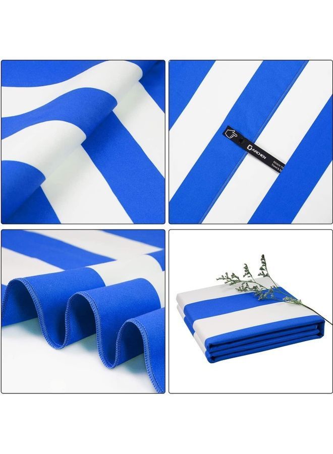 NIBEMINENT Microfiber Quick-Drying Towel Blue/White 90x170cm - Image 4