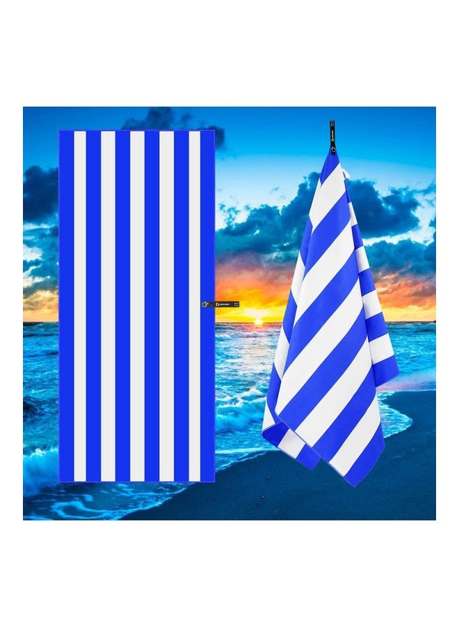 NIBEMINENT Microfiber Quick-Drying Towel Blue/White 90x170cm - Image 2