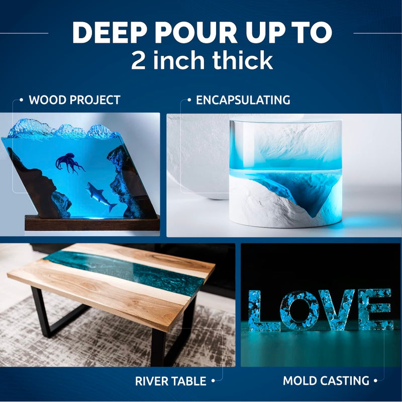 CRAFT RESIN Deep Pour Epoxy Resin Kit 1.5 Gallon â€“ for 2â€ Pours, Casting Resin Epoxy for River Tables, Wood, Flower Preservation & DIY Crafts â€“ Crystal Clear & Bubble Free, UV Resistant & Food Safe - Image 3