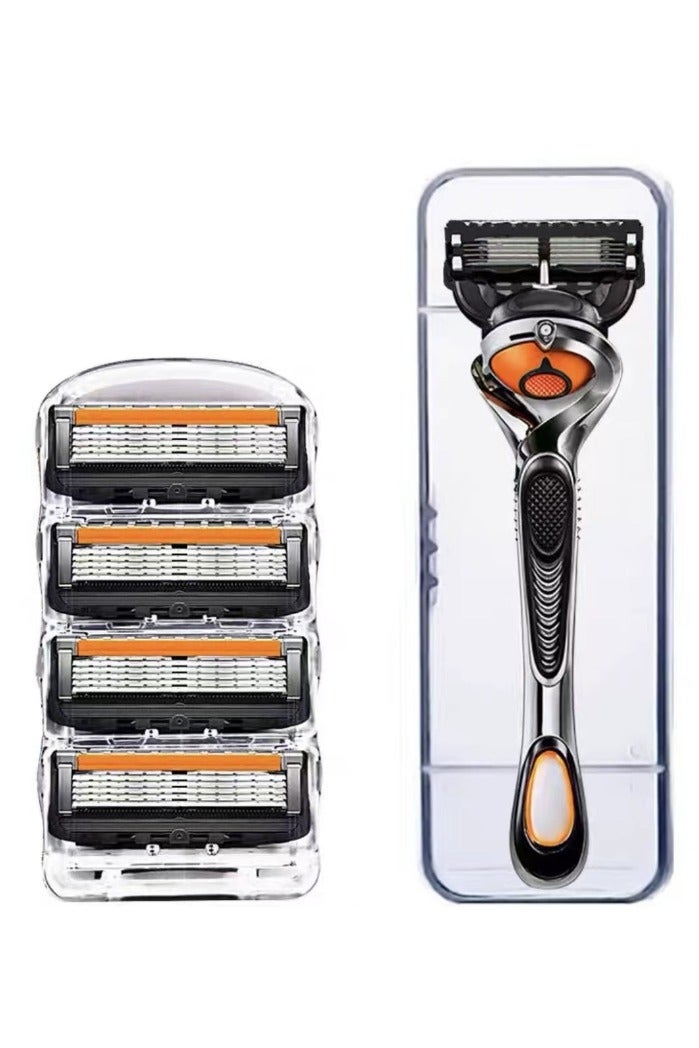 كيو زد ماكينة حلاقة يدوية مستوردة من ألمانيا بخمس طبقات، شفرة حلاقة رجالية مستوردة بخمس طبقات، سكين حلاقة أصلع - Image 1