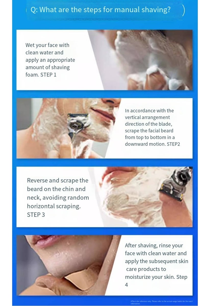 كيو زد ماكينة حلاقة يدوية مستوردة من ألمانيا بخمس طبقات، شفرة حلاقة رجالية مستوردة بخمس طبقات، سكين حلاقة أصلع - Image 3