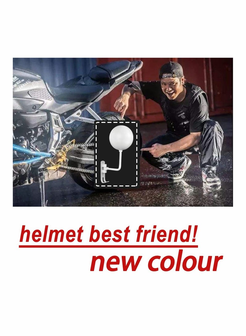 Motorcycle Helmet Rack, 180° Rotation Metal Helmet Holder Wall Mount, Helmet Holder Bike with 2 Hooks Helmet Hanger for Motorcycle Bike Coats, Caps, Baseballs, Rugby Helmet - Image 5