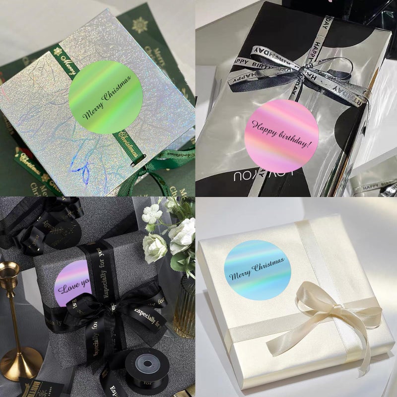 Yegawen 3" Circle Holographic Thermal Label Stickers, Round Printable Labels Rainbow Glitter Thermal Printer Sticker for Gift Wrapping- Spring Color/ 4 Colors - Image 4