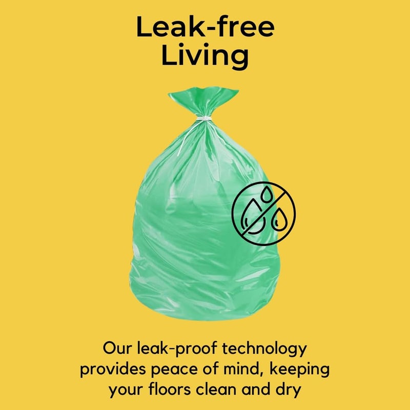 Umanac Garbage Bags 15N Large 24x32 Green Trash Bags 100 Recyclable Heavy Duty Dustbin Bags LeakProof Odour Control Detachable Drawstring Pack of 3 - Image 5