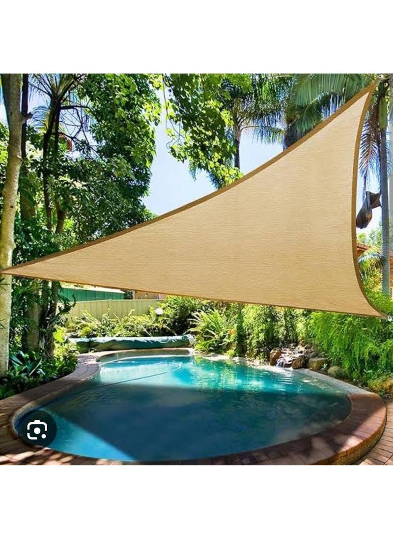 GREEN LIFE INDUSTRIES WATERPROOF SHADE SAIL 10 FT X 10FT X 10FT 90 SUN SHADE UV BLOCK for CANOPY AWNING OUTDOOR PATIO CAR PARKING GARDEN BELCONY TENT TERRACE TRIANGLE BEIGE  - Image 5