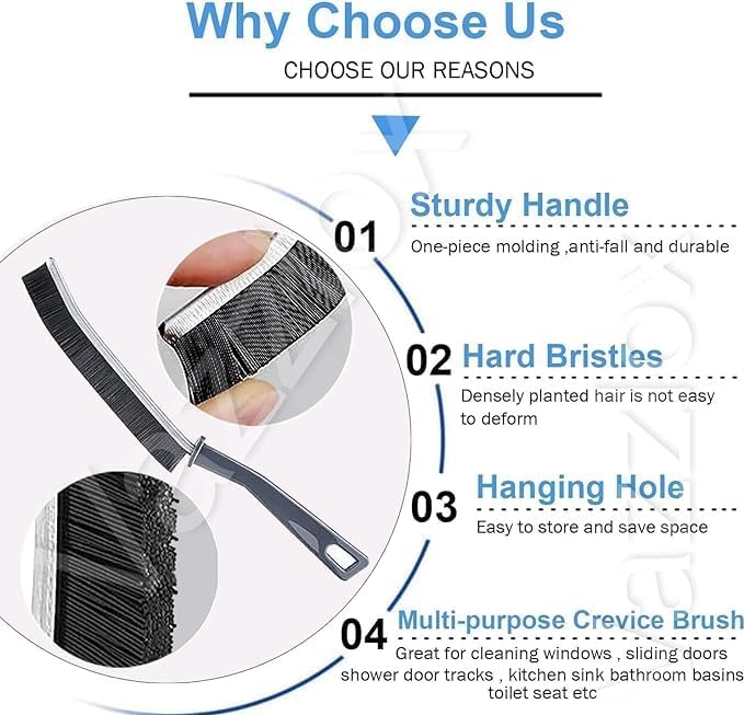 Credo Cleaning Brush (Pack of 3) Hard Bristle Gap Brush for Cleaning Multipurpose Crevice Cleaning Brush Dead Corner Cleaning Brush Used for Home Toilet Bathroom Kitchen Tiles Window Slots - Image 3