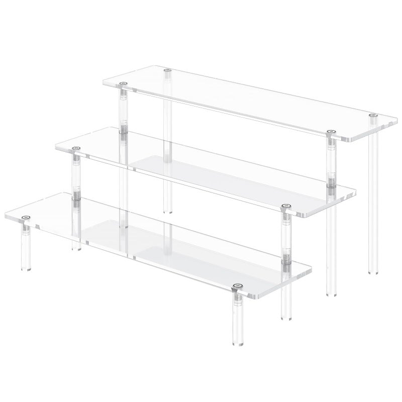 Dooiclear 3 Tier Acrylic Display Risers, Large Perfume Organizer Stand, Clear Cupcake Stand Holder, Display Shelves for Figurines, Dessert Shelf for Party, Risers Display Stand for Decoration (1 Pack) - Image 1