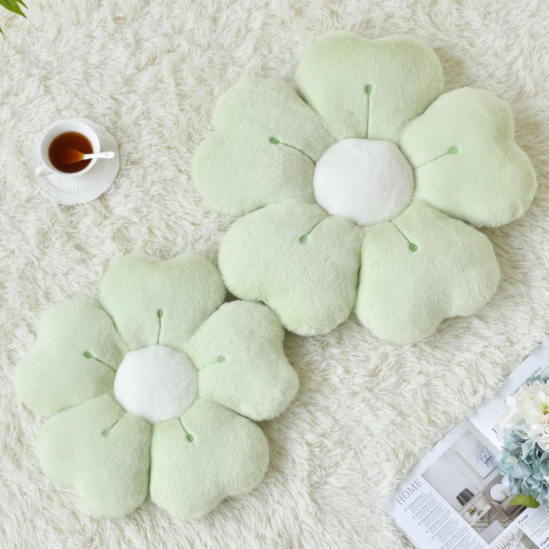 Ddliury Flower Pillow, Flower Shaped Pillow Decorative Throw Pillows for Bed Couch, Cute Daisy Pillow Dorm Decor Floor Seating Cushion (Green, 15 Inches) - Image 2