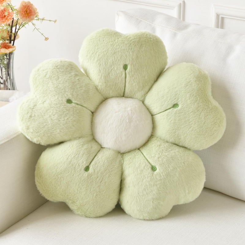 Ddliury Flower Pillow, Flower Shaped Pillow Decorative Throw Pillows for Bed Couch, Cute Daisy Pillow Dorm Decor Floor Seating Cushion (Green, 15 Inches) - Image 1