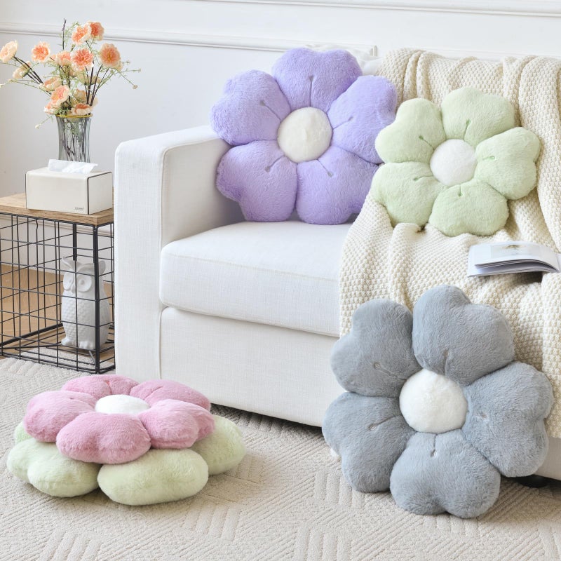 Ddliury Flower Pillow, Flower Shaped Pillow Decorative Throw Pillows for Bed Couch, Cute Daisy Pillow Dorm Decor Floor Seating Cushion (Green, 15 Inches) - Image 5