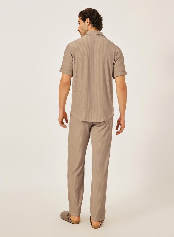 Styli Textured Ribbed Knit Relaxed Fit Shirt and Pants Co-Ords  - Image 4