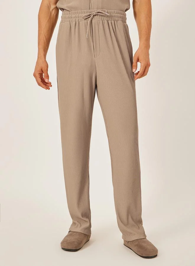 Styli Textured Ribbed Knit Relaxed Fit Shirt and Pants Co-Ords