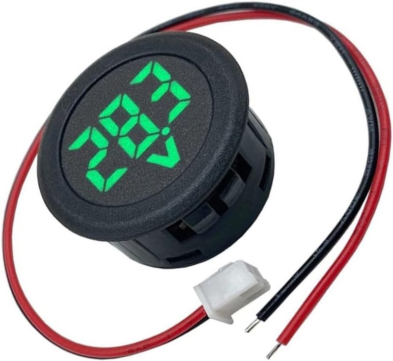 Waterproof Round Digital DC Voltmeter 5 100V For Car Motorcycle RV Boat Green - Image 1